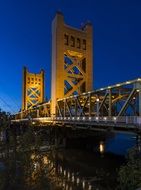 night tower bridge in the light of lanterns