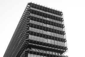 black and white photo of a construction works