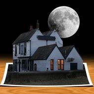 Digital house under the moon clipart