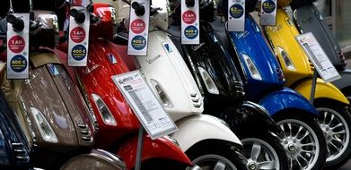 multicolored vibrant scooters for sale