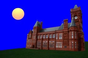 Full Moon and the estate drawing