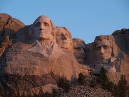 stone faces of presidents on Mount Rushmore, South Dakota