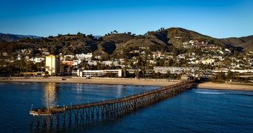 panoramic view of the pier in the ocean in the city of oxnard