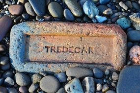 vintage brick on pebbles