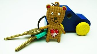 Car keys with the toy teddy bear