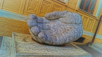 open marble Hand, street sculpture
