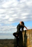girl posing near the wall