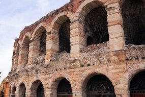 facade of Arena di Verona, ancient roman amphitheatre, italy