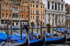moored gondolas in Venice