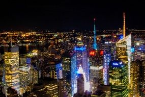 New York skyscrapers by night