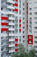 Multi-storey building with white walls