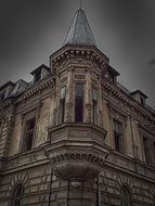 corner facade of a house at dusk