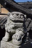 stone lion as a sculpture in shanghai