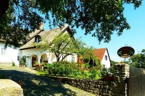 reed-roofed house in Hungary