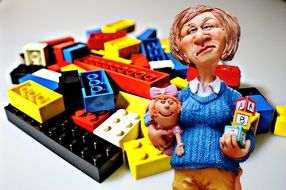 children education on the background of multi-colored toys