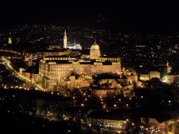 night panorama of the castle in Budapest