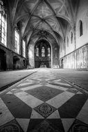 floor of a dilapidated church