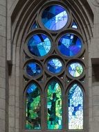 stained glass window in cathedral in Barcelona