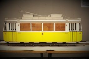 yellow tram in miniature