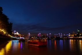 view of night london from the river