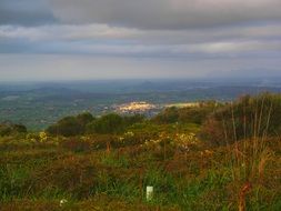 panoramic remote view of the village in the mountains