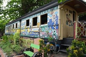 painted Garden House from Train Carriage