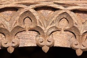 wood arch carving close-up