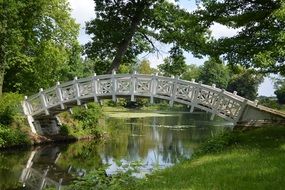 openwork bridge over the lake in the park