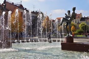 fountain on square, Hungary, Szombathely