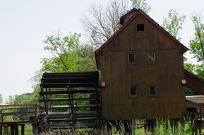 wooden mill in the village