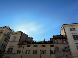 clear blue sky over residential building in rome