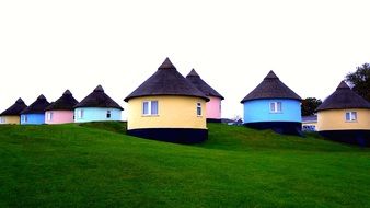 bright multi-colored houses on the coast