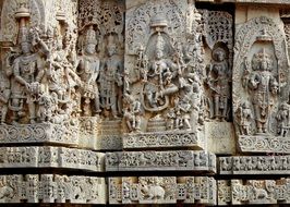 bas-relief on the walls of the city of halebeedu in india