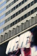 building facade with advertising sign