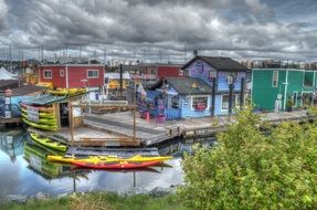 panorama of the colorful pier with houses and boats