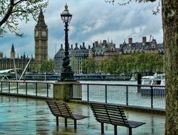 rainy weather on the promenade of london