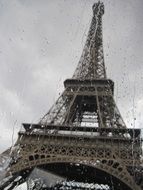 eiffel tower under the rainy sky
