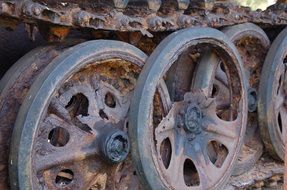 old rusty armored vehicle close-up