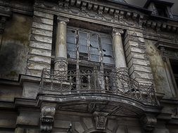 broken window in an old house