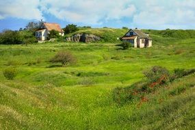 Rural houses around the beautiful nature