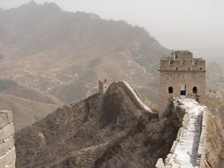 panoramic view of the Great Wall of China in haze