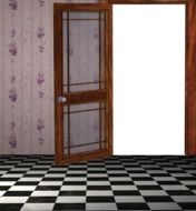 open Door in Living Room, 3d interior