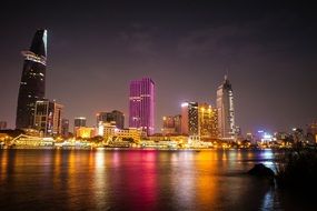 modern night cityscape in vietnam