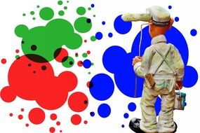 house painter near the wall with colorful blots