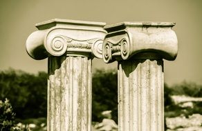 old photo of greek columns