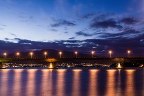 bridge with lights at night