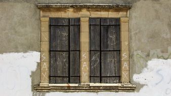 old weathered wooden window in cyprus