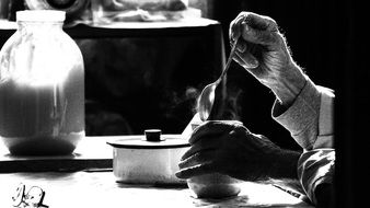 Coffee and Hand and hony