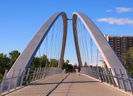 George C. King Bridge links the East Village with Bridgeland via the island, Canada, Calgary