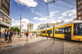 yellow tram in Berlin